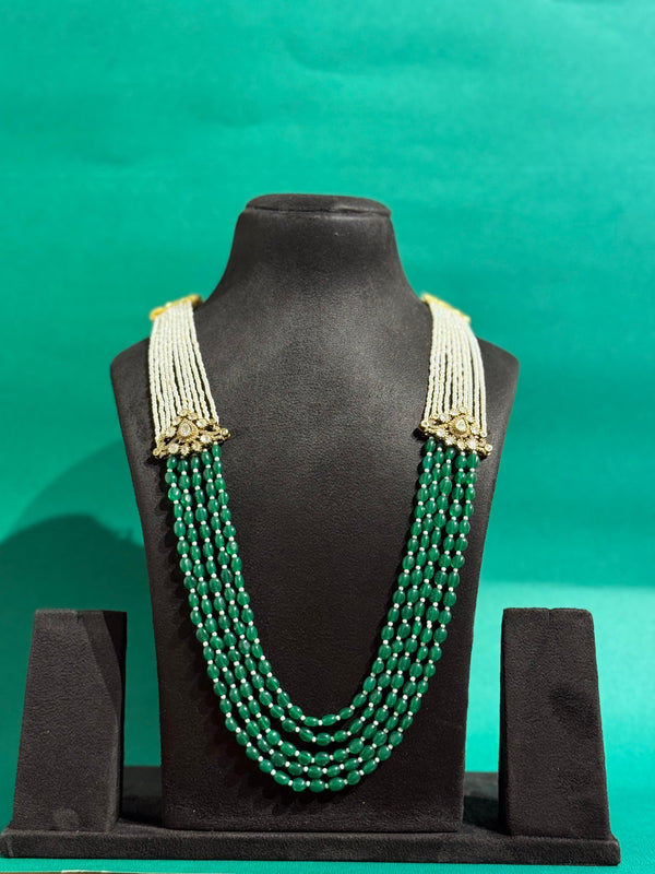 VICTORIAN FINISH SIDE PENDENT WITH IMITATION GLASS BEADS MALA