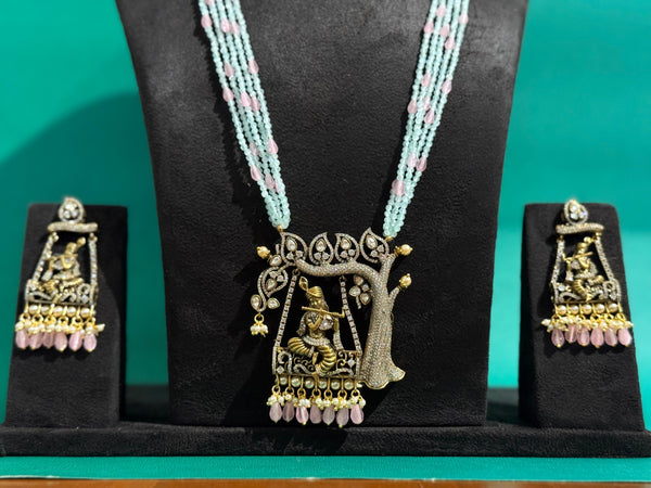 KRISHNA JULA PENDANT BEADED NECKLACE SET WITH EARINGS
