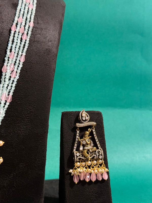 KRISHNA JULA PENDANT BEADED NECKLACE SET WITH EARINGS