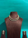 ELEGANT DOUBLE LAYER ZIRCON AND POLKI CHOKER NECKLACE SET WITH EARINGS