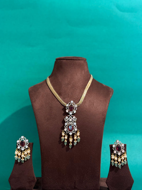 MOISSONITE POLKI STONE NECKLACE SET
