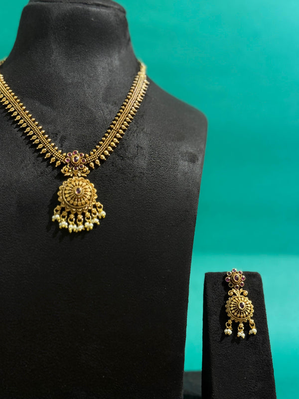 TRENDING JADAU KUNDAN NECKLACE SET WITH CZ BEADS