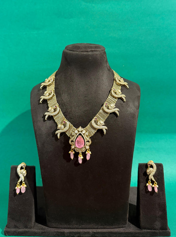 PREMIUM BRASS MATERIAL WITH VICTORIAN POLISH PEACOCK NECKLACE