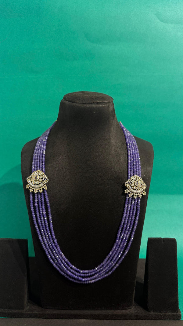 VICTORIAN FINISH SIDE PENDANT WITH ONEX BEADS MALA