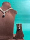 PREMIUM BRASS MATERIAL WITH GANGA JAMUNA POLISH AND CUBIC ZIRCONIA STONE NECKLACE SET
