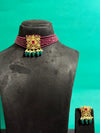 GRAND KEMPU CHOKER WITH ROYAL RUBY SHADE BEADS AND GREEN DROPS