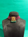 GRAND KEMPU CHOKER WITH ROYAL RUBY SHADE BEADS AND GREEN DROPS