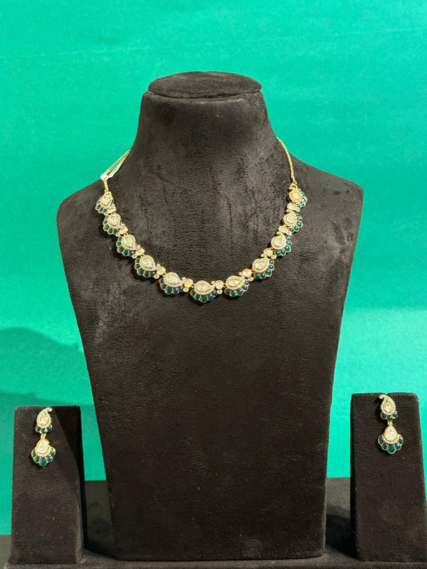 TRENDING N.SET IN PREMIUM BRASS MATERIAL WITH CUBIC ZIRCONIA STONES AND VICTORIAN POLISH