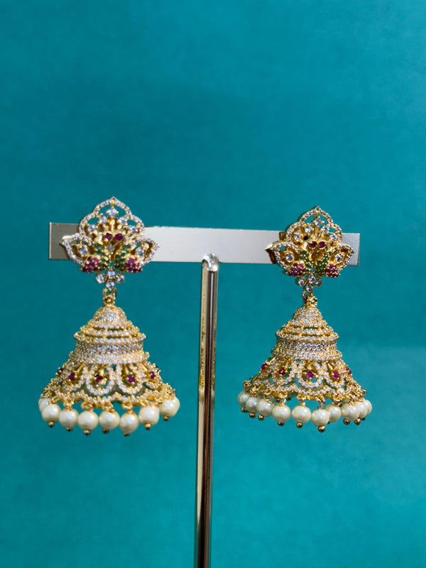 TRENDING JHUMKA'SWITH PREMIUM BRASS MATERIAL AND CUBIC ZIRCONIA STONES