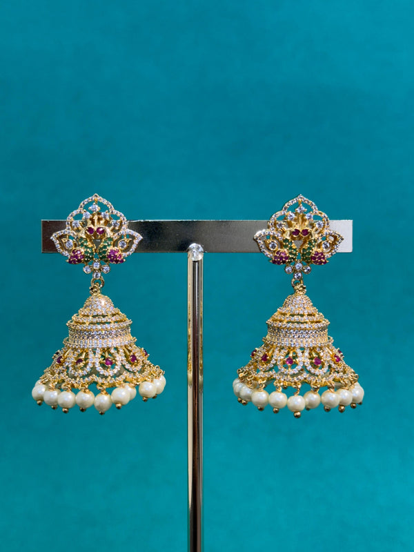 TRENDING JHUMKA'SWITH PREMIUM BRASS MATERIAL AND CUBIC ZIRCONIA STONES