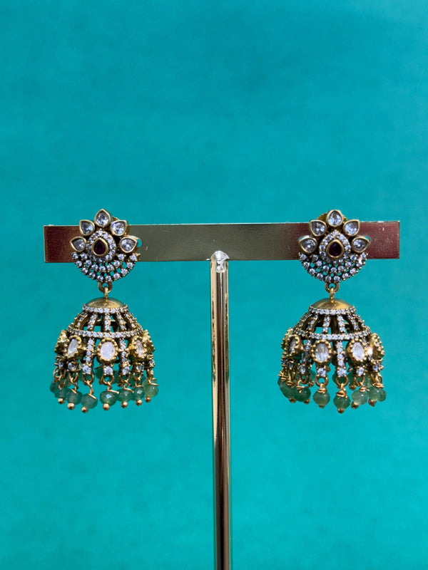 TRENDING JHUMKA'S IN PREMIUM BRASS MATERIAL IN VICTORIAN POLISH