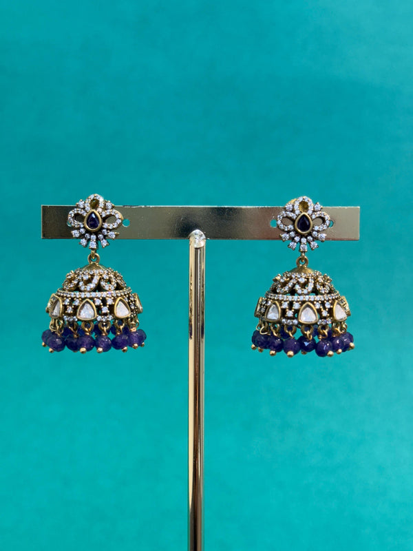 TRENDING JHUMKA'S IN PREMIUM BRASS MATERIAL AND CUBIC ZIRCONIA STONES