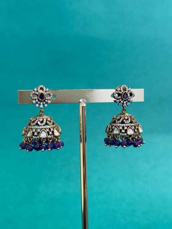 TRENDING JHUMKA'S IN PREMIUM BRASS MATERIAL AND CUBIC ZIRCONIA STONES