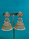 TRENDING JHUMKA'S IN PREMIUM BRASS MATERIAL WITH CUBIC ZIRCONIA STONES AND SWARVOSKI BEADS FALL
