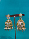 TRENDING JHUMKA'S IN PREMIUM BRASS MATERIAL WITH CUBIC ZIRCONIA STONES AND NATURAL STRAWBERRY BEADS
