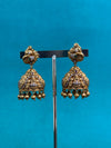 TRENDING JHUMKA'S IN PREMIUM BRASS MATERIAL WITH CUBIC ZIRCONIA STONES AND ANTIQUE POLISH