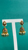 TRENDING KUNDAN JHUMKA'S IN PREMIUM BRASS MATERIAL WITH REAL JADAU KUNDAN STONES AND NATURAL STRAWBERRY BEADS