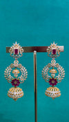 TRENDING JHUMKA'S IN PREMIUMBRAAS MATERIAL WITH CUBIC ZIRCONIA STONES