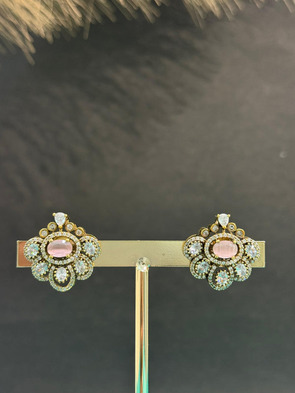 TRENDING VICTORIAN POLISH EARINGS IN PREMIUM BRASS MATERIAL WITH CUBIC ZIRCONIA STONES