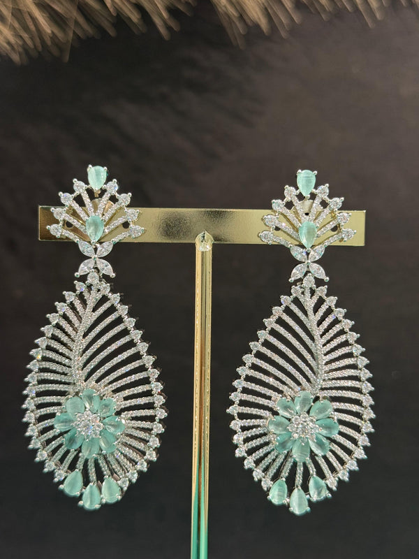 TRENDING EARINGS IN RHODIUM POLISH WITH CUBIC ZIRCONIA STONES