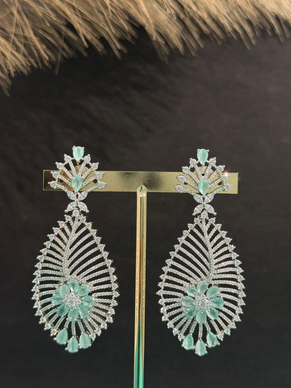 TRENDING EARINGS IN RHODIUM POLISH WITH CUBIC ZIRCONIA STONES