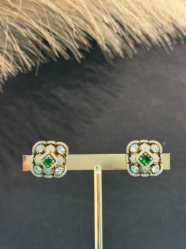 TRENDING EARINGS IN VICTORIAN POLISH WITH CUBIC ZIRCONIA STONES