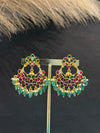 TRENDING KUNDAN EARINGS IN PREMIUM BRAAS MATERIAL WITH REAL JADAU KUNDAN STONES AND STRAWBERRY BEADS