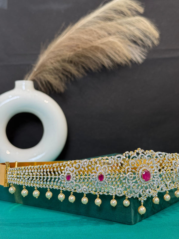 TRENDING VADDANAM IN GANGA JAMUNA POLISH AND CUBIC ZIRCONIA STONES