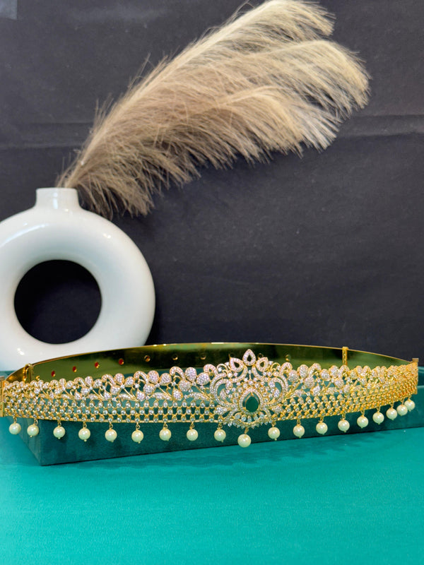 TRENDING VADDANAM IN GANGA JAMUNA POLISH WITH CUBIC ZIRCONIA STONES