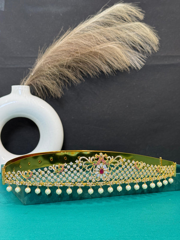 TRENDING PEACOCK VADDANAMIN PREMIUM BRASS MATERIAL WITH GANGA JAMUNA POLISH AND CUBIC ZIRCONIA STONES