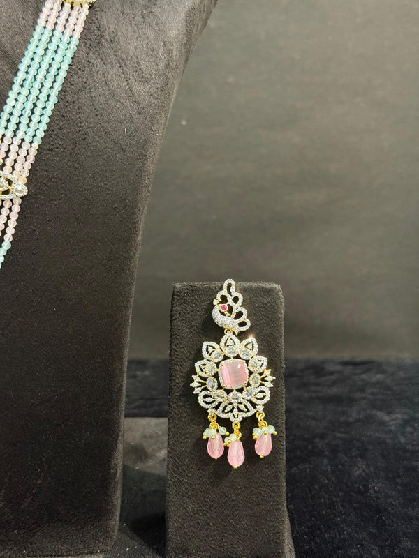 TRENDING MALA IN GANGA JAMUNA POLISH WITH ZIRCONIA STONES AND STRAWBERRY BEADS FALL