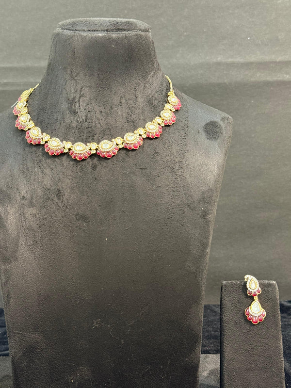 TRENDING NECKLACE IN PREMIUM BRASS MATERIAL WITH CUBIC ZIRCONIA AND KUNDAN STONES