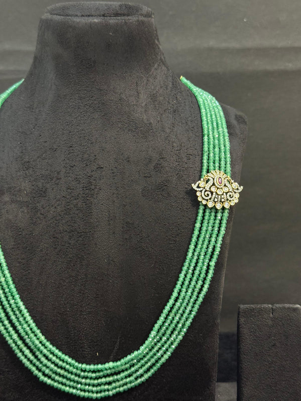 TRENDING BEADS MALA WITH SIDE PENDANT IN VICTORIAN POLISH