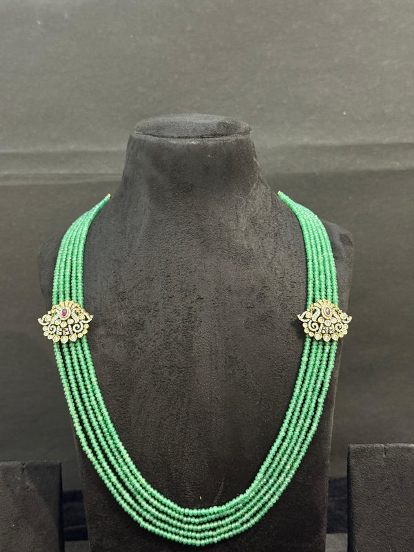 TRENDING BEADS MALA WITH SIDE PENDANT IN VICTORIAN POLISH