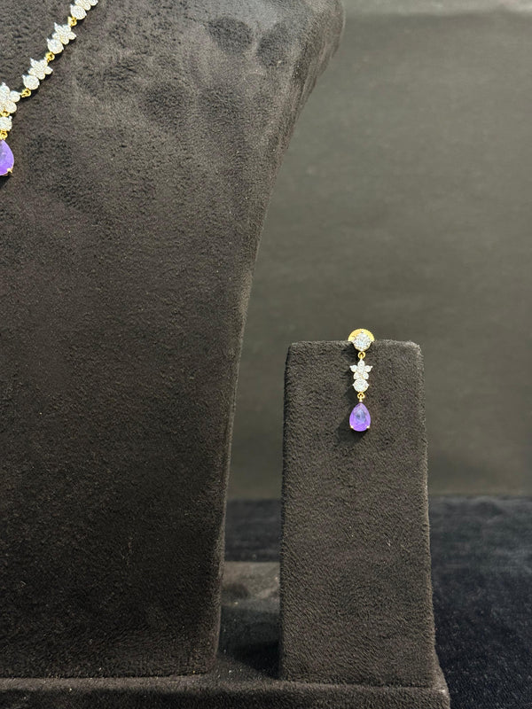 TRENDING NECKLACE SET IN GANGA JAMUNA POLISH WITH CUBIC ZIRCONIA STONES