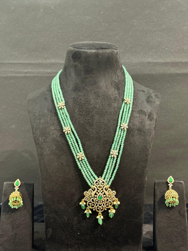 TRENDING NECKLACE SET IN GANGA JAMUNA POLISH WITH JHUMKA EARINGS