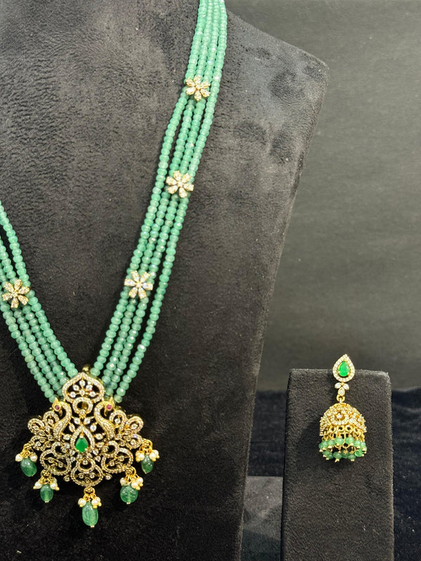 TRENDING NECKLACE SET IN GANGA JAMUNA POLISH WITH JHUMKA EARINGS