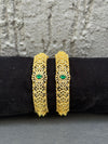 BANGLES IN PREMIUM BRASS MATERIAL WITH GANGA JAMUNA POLISH AND CUBIC ZIRCON STONES,SET OF 2