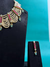 TRENDING GOLD LOOK JADAU KUNDAN MALA WITH SWAROVSKI PEARLS AND NATURAL STRAWBERRY BEADS