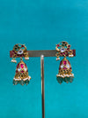 TRENDING JHUMKA'S IN PREMIUM BRASS MATERIAL WITH REAL JADAU KUNDAN STONES AND NATURAL STRAWBERRY BEADS