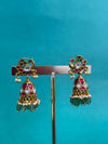 TRENDING JHUMKA'S IN PREMIUM BRASS MATERIAL WITH REAL JADAU KUNDAN STONES AND NATURAL STRAWBERRY BEADS