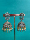 TRENDING JHUMKA'S IN PREMIUM BRASS MATERIAL WITH CUBIC ZIRCONIA STONES AND VICTORIAN POLISH
