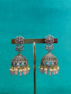 TRENDING VICTORIAN POLISH JHUMKA'S WITH CUBIC ZIRCON STONES AND NATURAL STRAWBERRY BEADS