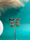 TRENDING JHUMKA'S IN PREMIUM BRASS MATERIAL WITH REAL JADAU KUNDAN AND NATURAL STRAWBERRY BEADS