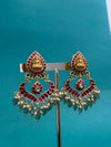 TRENDING KUNDAN LAXMI CHAANDBALI IN PREMIUM BRASS MATERIAL AND NATURAL STRAWBERRY BEADS