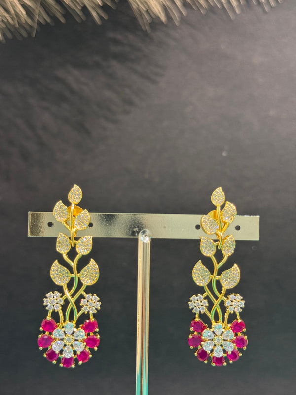 TRENDING EARINGS IN GANGA JAMUNA POLISH AND CUBIC ZIRCONIA STONES