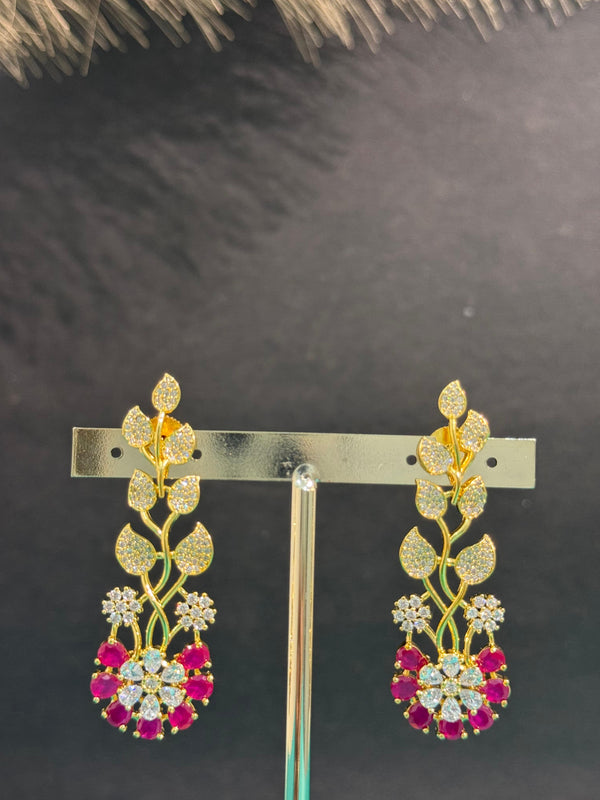 TRENDING EARINGS IN GANGA JAMUNA POLISH AND CUBIC ZIRCONIA STONES