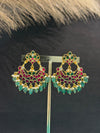 TRENDING KUNDAN EARINGS IN PREMIUM BRAAS MATERIAL WITH REAL JADAU KUNDAN STONES AND STRAWBERRY BEADS