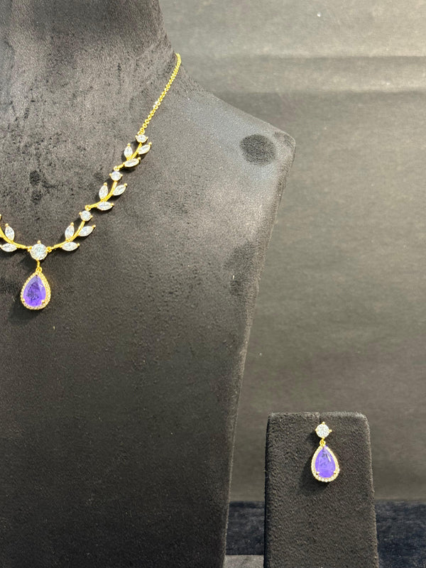 TRENDING ZIRCONIA NECKLACE IN GANGA JAMUNA POLISH